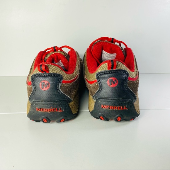 Merrell Performance Shoes Boys Sz 12 Brown Red Hiking Trail Outdoor EUC Comfort - Picture 5 of 10